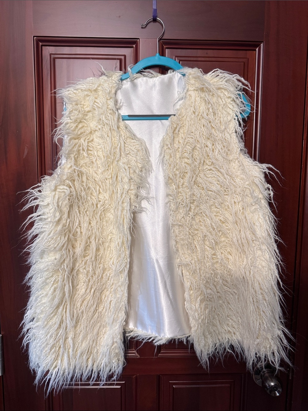 Cream Faux Fur Shag Vest
